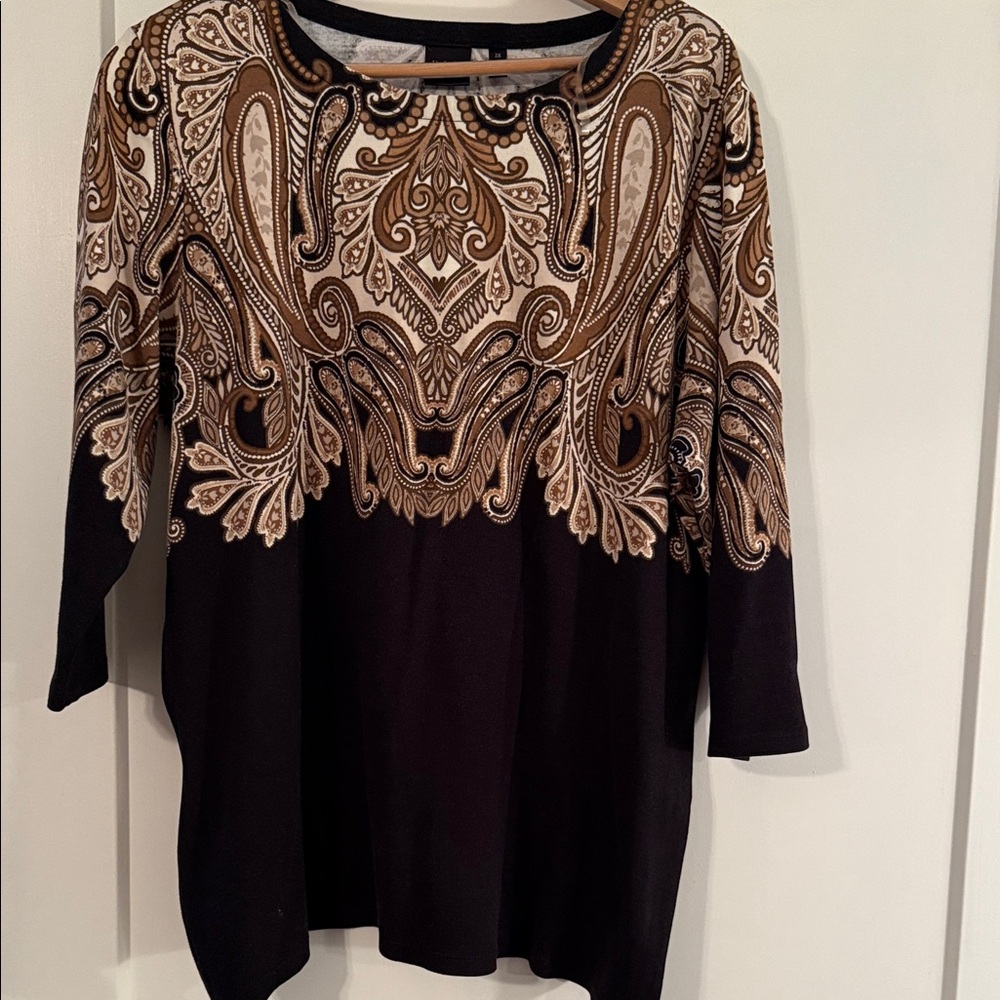 Rafaella Black and Brown Paisley Blouse